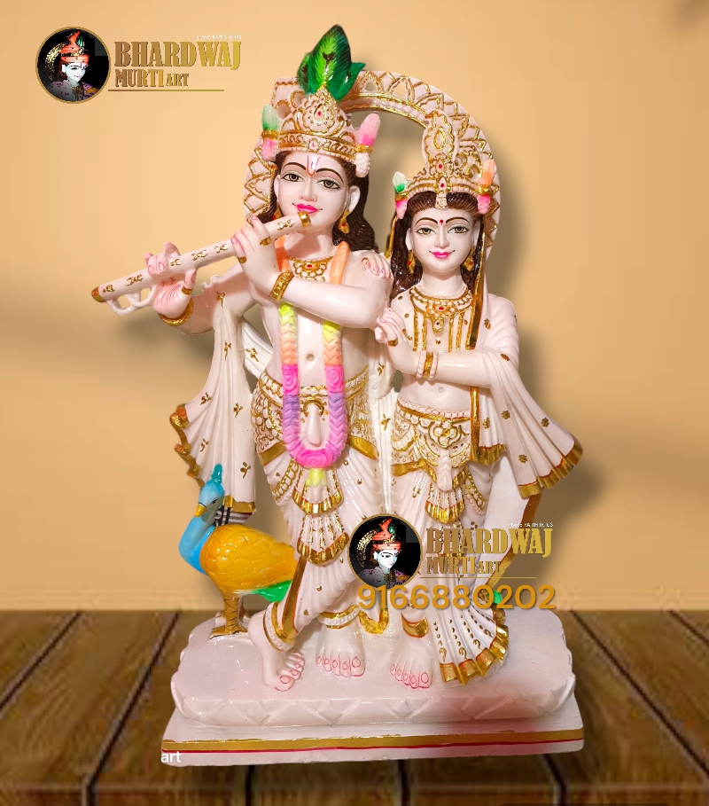 radha krishna marble murti 