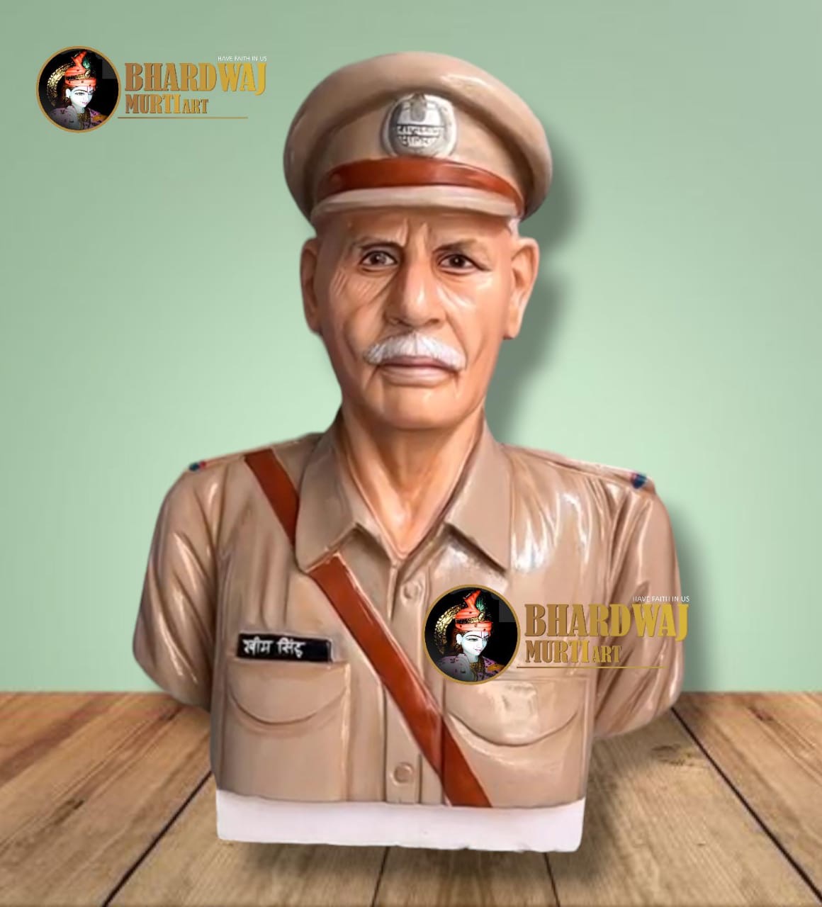 marble police man statue